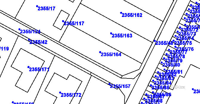 Parcela st. 2355/164 v KÚ Litoměřice, Katastrální mapa