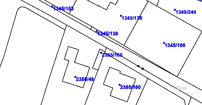 Parcela st. 2355/165 v KÚ Litoměřice, Katastrální mapa