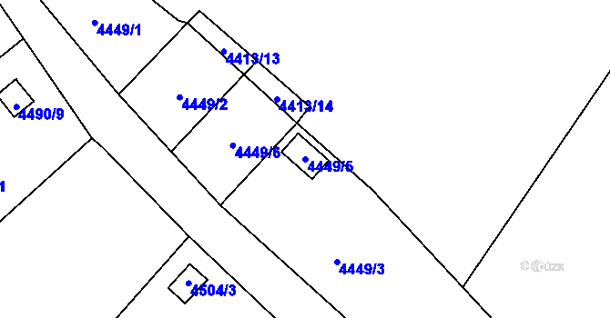 Parcela st. 4449/5 v KÚ Litoměřice, Katastrální mapa