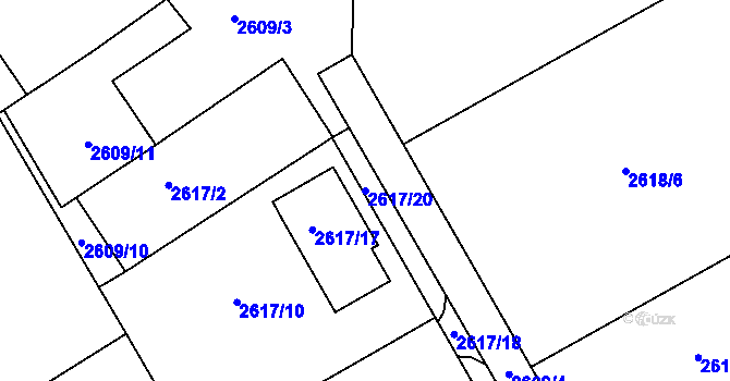 Parcela st. 2617/20 v KÚ Litoměřice, Katastrální mapa