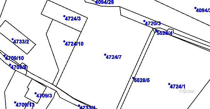 Parcela st. 4724/7 v KÚ Litoměřice, Katastrální mapa