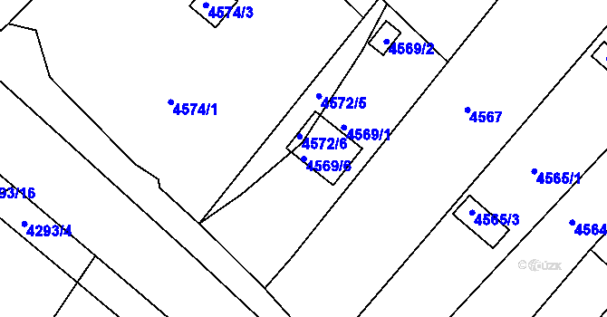 Parcela st. 4569/6 v KÚ Litoměřice, Katastrální mapa