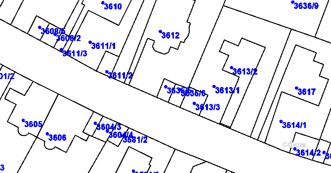 Parcela st. 3635/5 v KÚ Litoměřice, Katastrální mapa