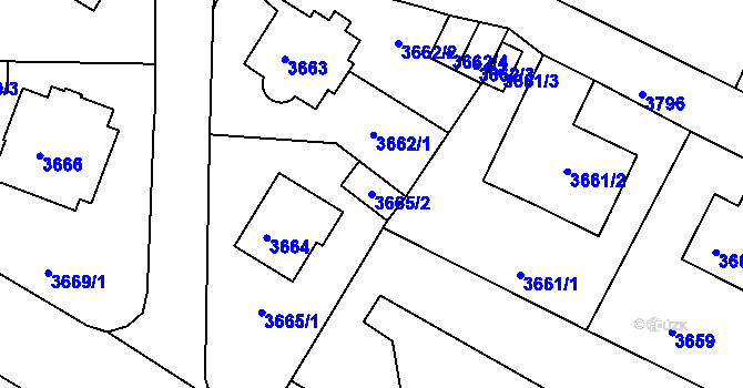 Parcela st. 3665/2 v KÚ Litoměřice, Katastrální mapa