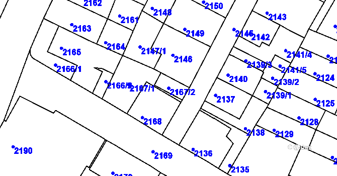 Parcela st. 2167/2 v KÚ Litoměřice, Katastrální mapa
