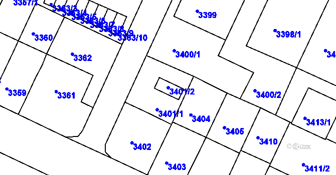 Parcela st. 3401/2 v KÚ Litoměřice, Katastrální mapa