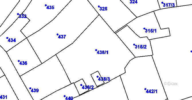 Parcela st. 438/1 v KÚ Litoměřice, Katastrální mapa