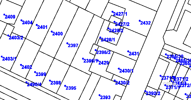 Parcela st. 2396/2 v KÚ Litoměřice, Katastrální mapa