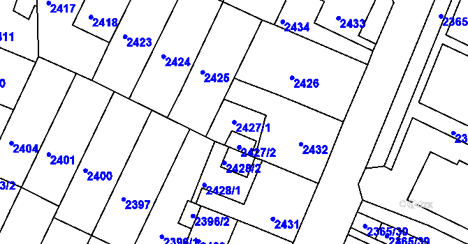 Parcela st. 2427/1 v KÚ Litoměřice, Katastrální mapa