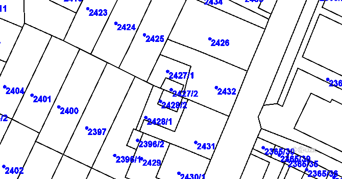 Parcela st. 2427/2 v KÚ Litoměřice, Katastrální mapa