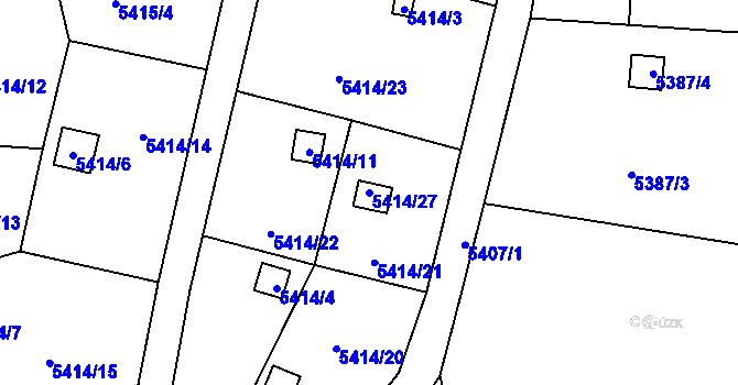 Parcela st. 5414/27 v KÚ Litoměřice, Katastrální mapa