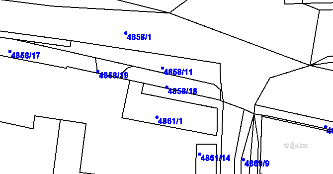 Parcela st. 4858/18 v KÚ Litoměřice, Katastrální mapa