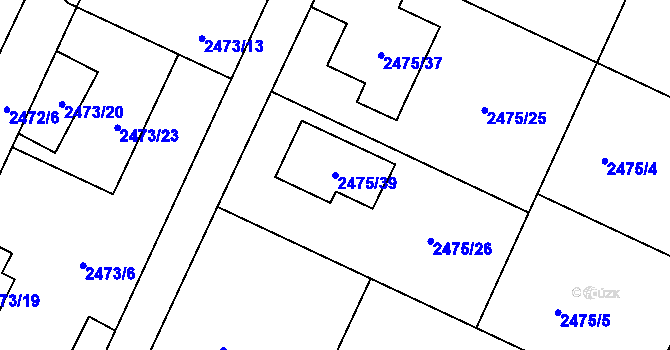 Parcela st. 2475/39 v KÚ Litoměřice, Katastrální mapa