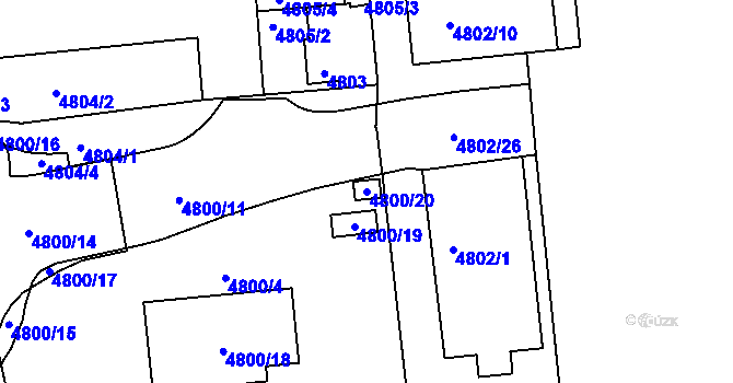 Parcela st. 4800/20 v KÚ Litoměřice, Katastrální mapa