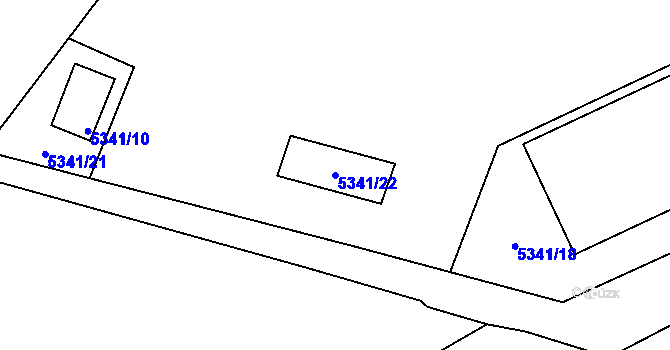 Parcela st. 5341/22 v KÚ Litoměřice, Katastrální mapa