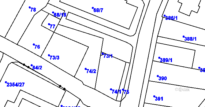 Parcela st. 73/1 v KÚ Pokratice, Katastrální mapa