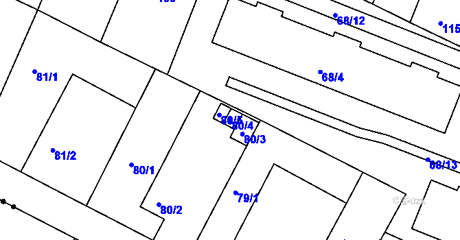 Parcela st. 80/4 v KÚ Pokratice, Katastrální mapa