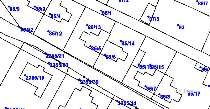 Parcela st. 85/6 v KÚ Pokratice, Katastrální mapa