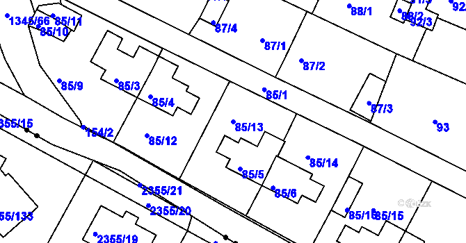 Parcela st. 85/13 v KÚ Pokratice, Katastrální mapa