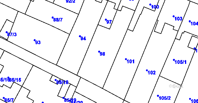 Parcela st. 98 v KÚ Pokratice, Katastrální mapa