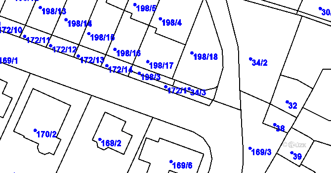 Parcela st. 172/1 v KÚ Pokratice, Katastrální mapa