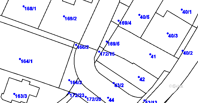 Parcela st. 172/15 v KÚ Pokratice, Katastrální mapa