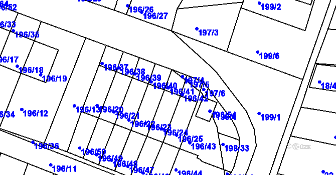 Parcela st. 196/41 v KÚ Pokratice, Katastrální mapa