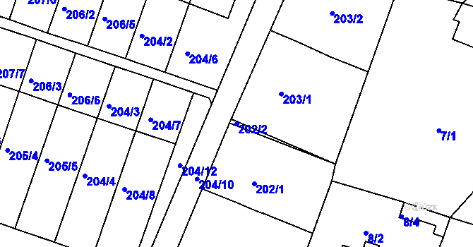 Parcela st. 202/2 v KÚ Pokratice, Katastrální mapa