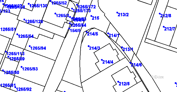 Parcela st. 214/3 v KÚ Pokratice, Katastrální mapa