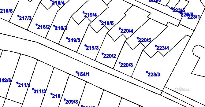 Parcela st. 220/2 v KÚ Pokratice, Katastrální mapa