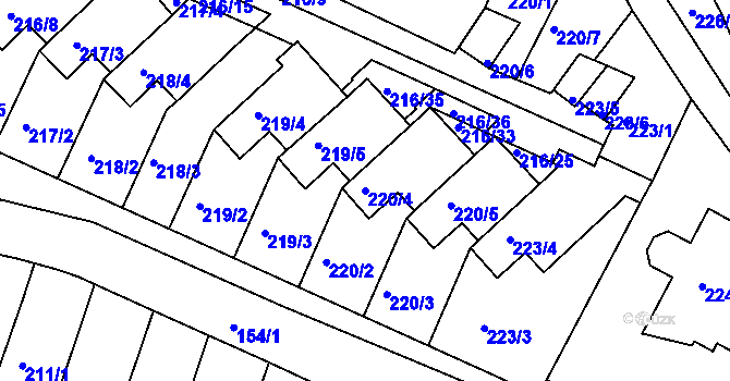 Parcela st. 220/4 v KÚ Pokratice, Katastrální mapa