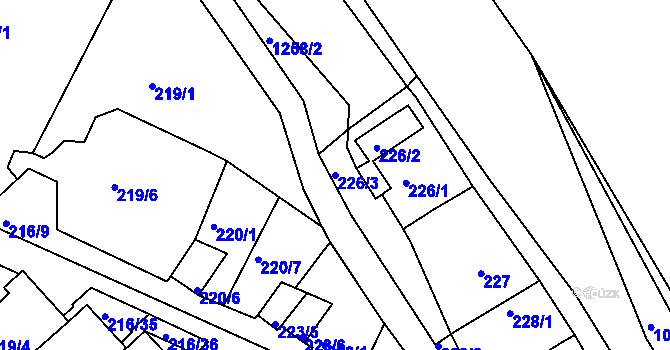 Parcela st. 226/3 v KÚ Pokratice, Katastrální mapa