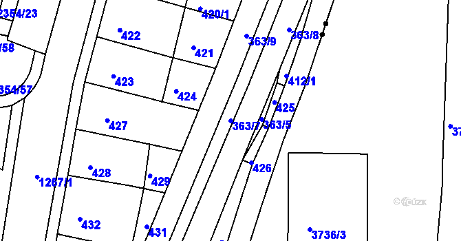 Parcela st. 363/7 v KÚ Pokratice, Katastrální mapa