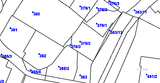 Parcela st. 379/2 v KÚ Pokratice, Katastrální mapa