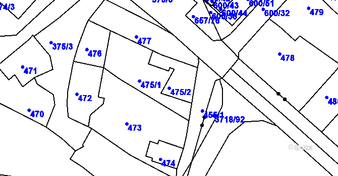 Parcela st. 475/2 v KÚ Pokratice, Katastrální mapa
