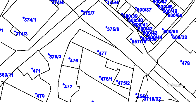 Parcela st. 477 v KÚ Pokratice, Katastrální mapa