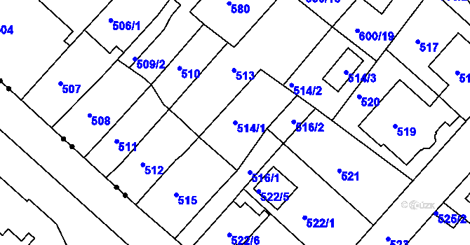 Parcela st. 514/1 v KÚ Pokratice, Katastrální mapa