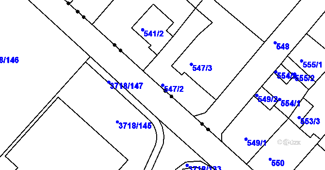 Parcela st. 547/2 v KÚ Pokratice, Katastrální mapa