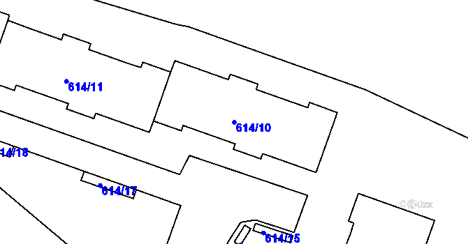 Parcela st. 614/10 v KÚ Pokratice, Katastrální mapa