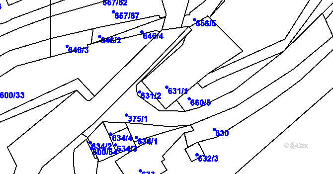 Parcela st. 631/1 v KÚ Pokratice, Katastrální mapa