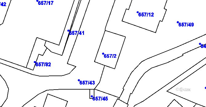 Parcela st. 657/2 v KÚ Pokratice, Katastrální mapa
