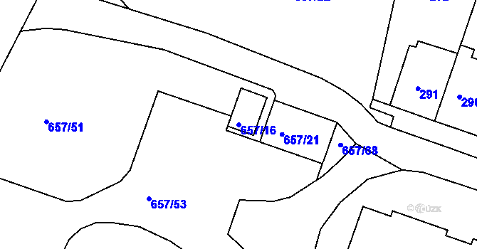 Parcela st. 657/16 v KÚ Pokratice, Katastrální mapa