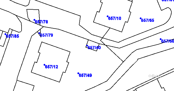 Parcela st. 657/40 v KÚ Pokratice, Katastrální mapa