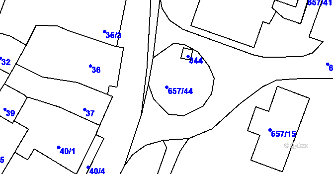 Parcela st. 657/44 v KÚ Pokratice, Katastrální mapa