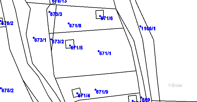 Parcela st. 671/1 v KÚ Pokratice, Katastrální mapa