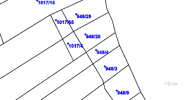 Parcela st. 948/4 v KÚ Pokratice, Katastrální mapa