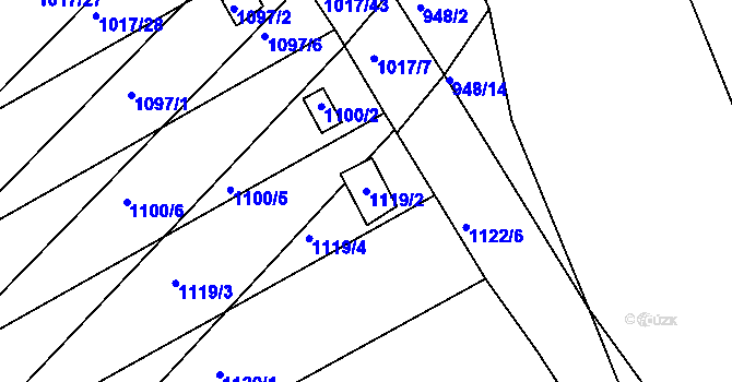 Parcela st. 1119/2 v KÚ Pokratice, Katastrální mapa