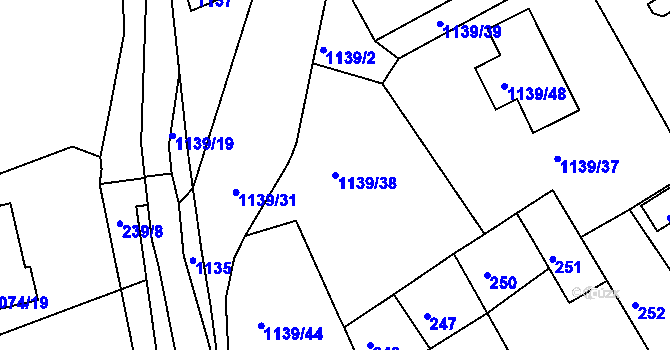 Parcela st. 1139/38 v KÚ Pokratice, Katastrální mapa