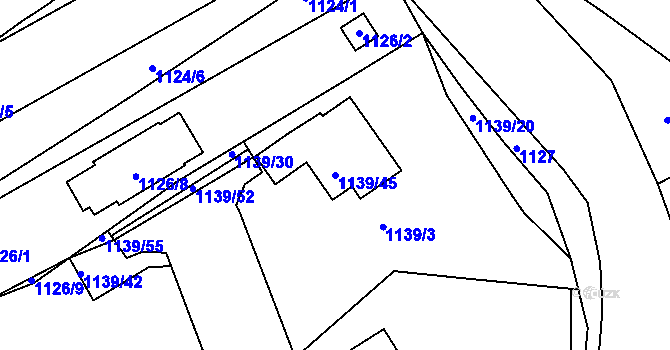 Parcela st. 1139/45 v KÚ Pokratice, Katastrální mapa