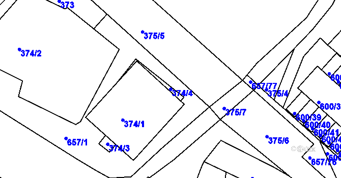 Parcela st. 374/4 v KÚ Pokratice, Katastrální mapa